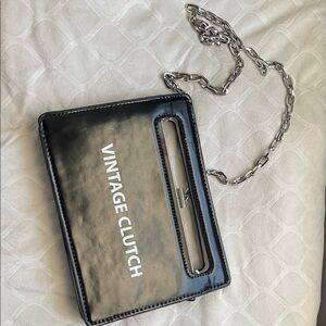 Black and Silver Clutch with Chain
